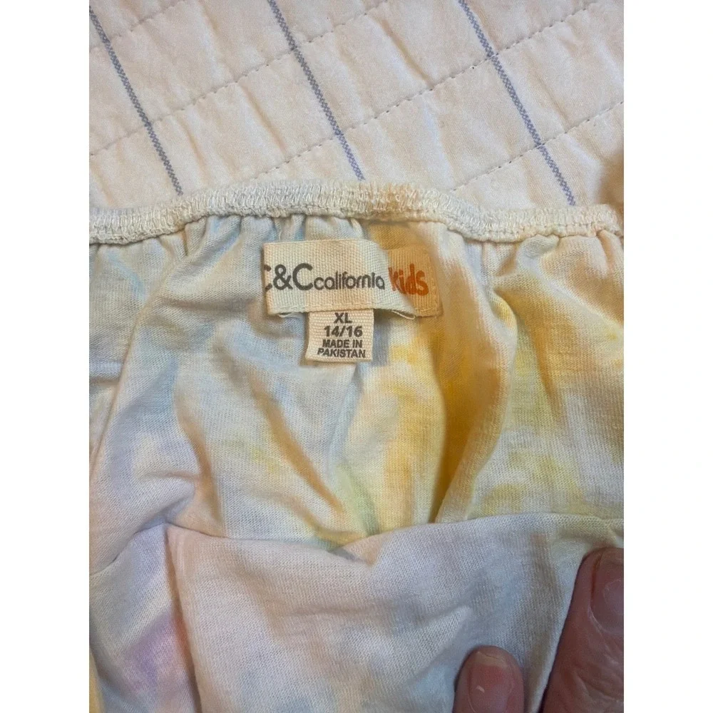 C&C California Kids‎ Girls Tie Dye Romper XL 14/16 Pastel Yellow Pink CC41001SA